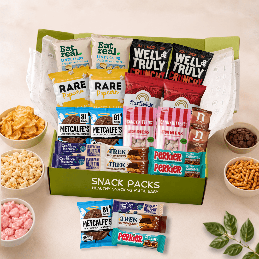 Gluten-Free 20 Snack Subscription Box filled with 20 premium sweet and savoury gluten-free snacks from trusted brands.
