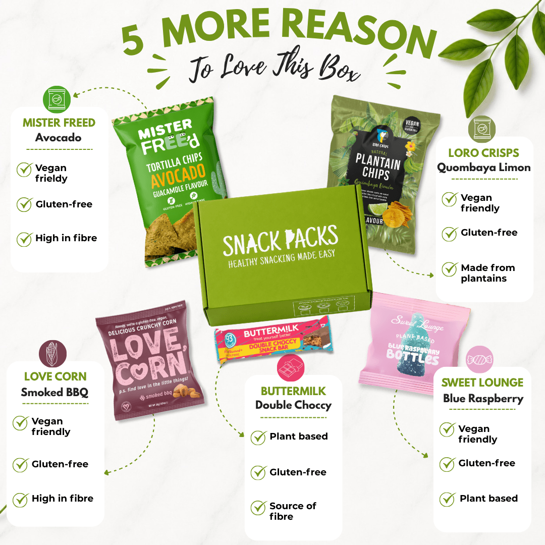 More healthy snacks included in the Snack Packs Office Snack Box featuring vegan, gluten-free and plant-based workplace snacks