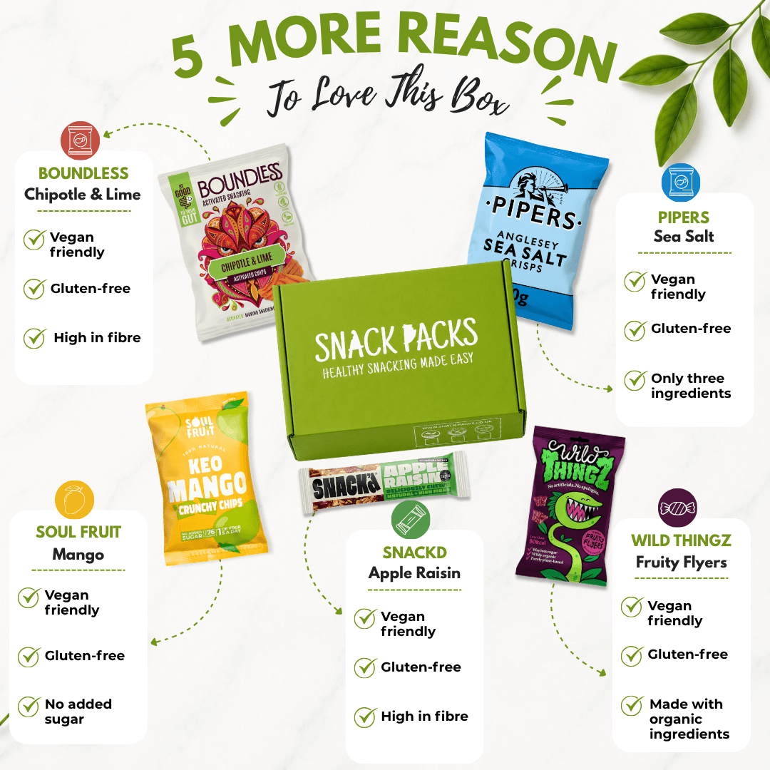 More trending snacks included in the Snack Packs TikTok Snack Box with vegan, gluten-free and healthy snack options