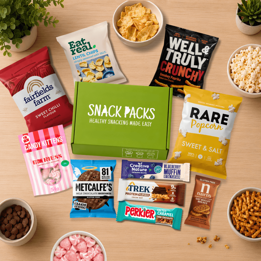 Gluten-Free Office Snack Subscription Box with 10 premium gluten-free snacks for workplaces and employee wellbeing.